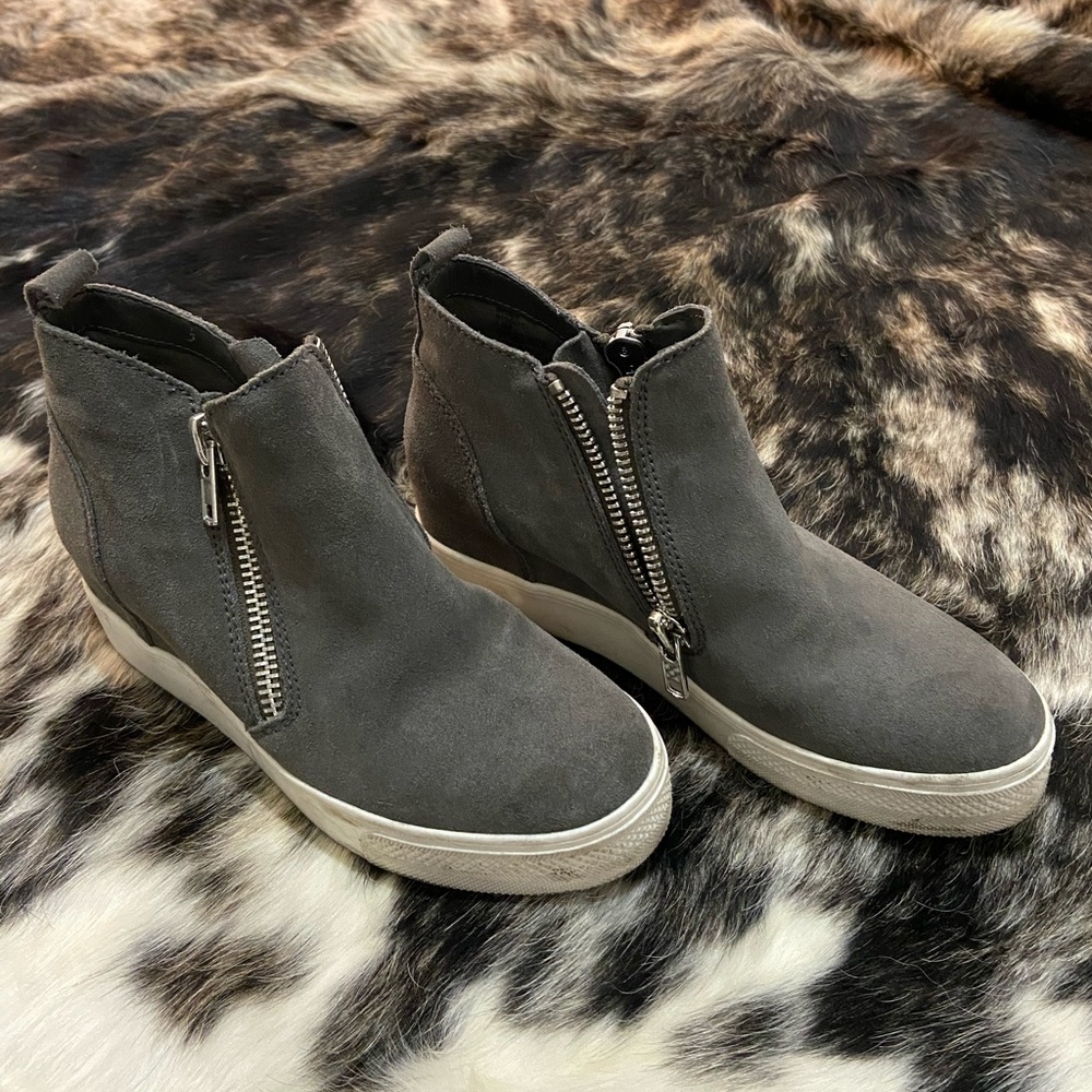 Steve Madden Grey Double Zip Sneaker Wedge